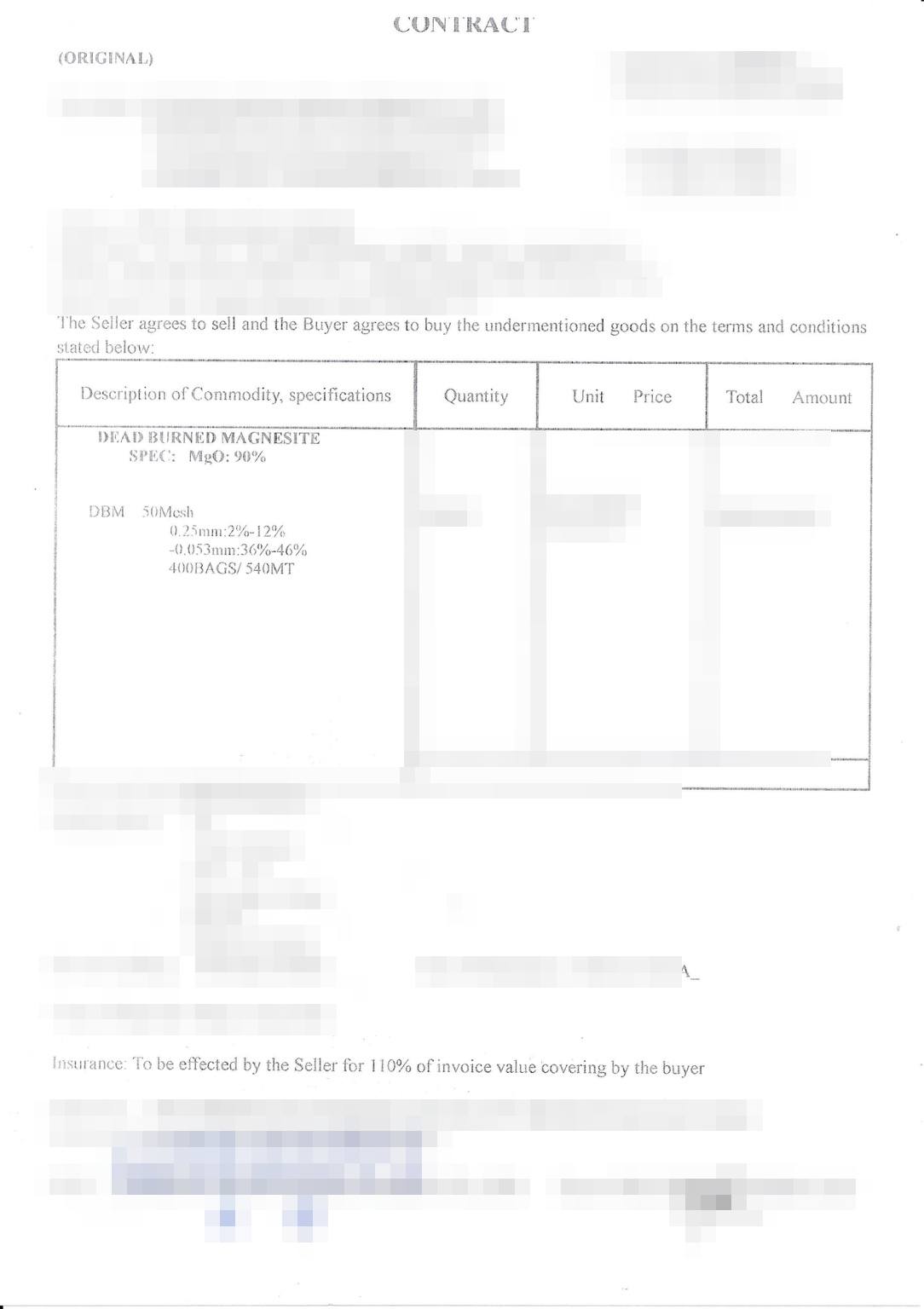 Redacted deal document